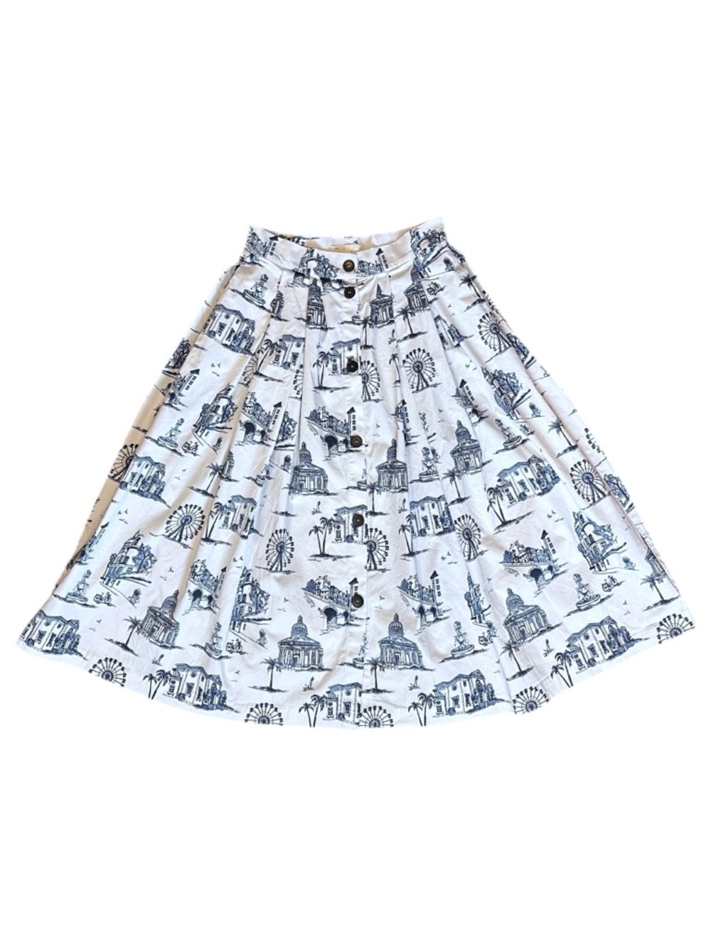 Maje Japomy Parisian Toile Printed A-Line Button Midi Skirt Ecru FR40/L $295 - Picture 2 of 7